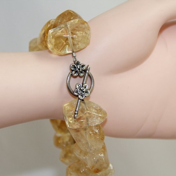Polished Citrine Nugget Sterling Silver Bracelet - Picture 10 of 14